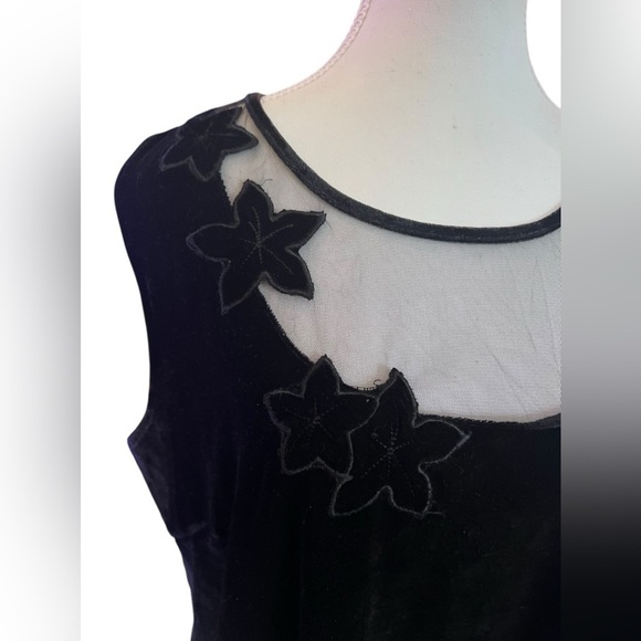 2000s Y2K Witchy Blouse Black Velvet Fairy Grunge Slinky 1X Whimsigoth Victorian - Picture 3 of 11